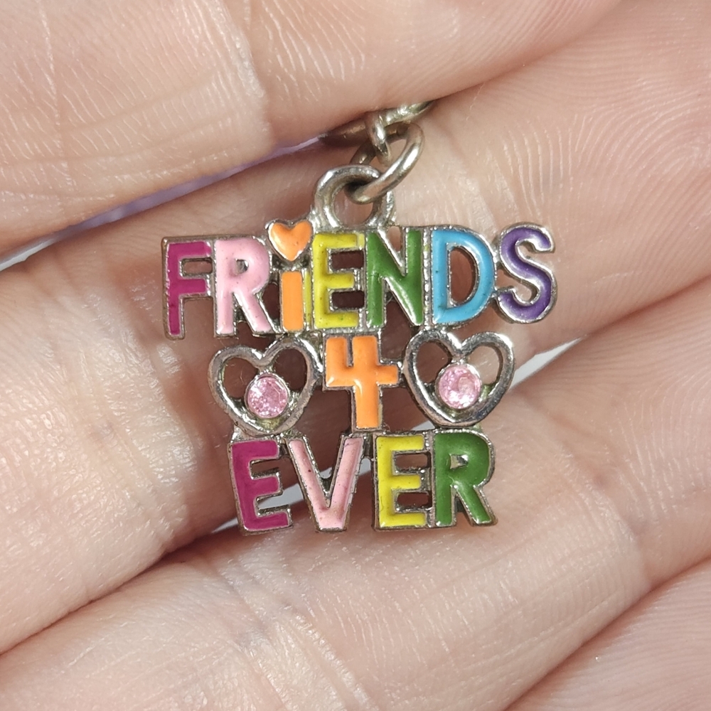 Vintage Rainbow Colors Friends 4 Ever Crystal Pendant Charm Jewelry Making - Picture 8 of 8